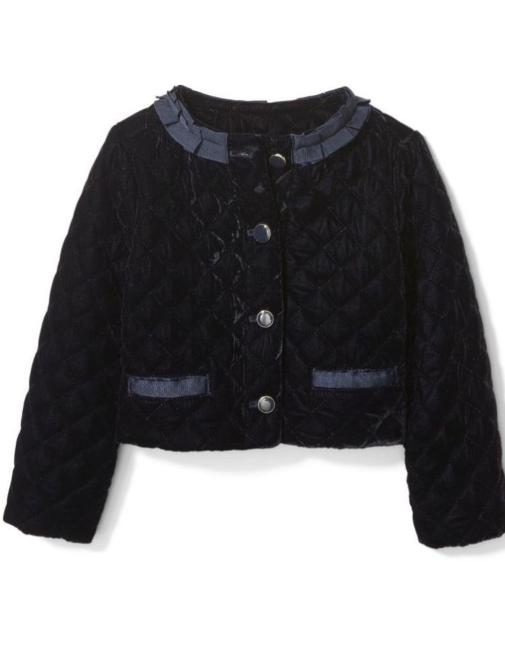 Janie & Jack Navy Velvet Quilted Jacket 7/8